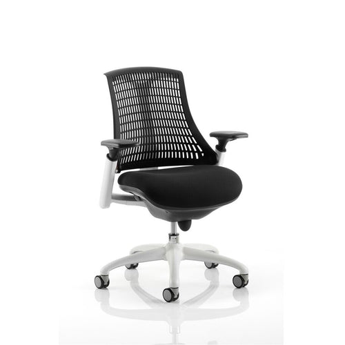 Dynamic Flex chair with white frame and black mesh