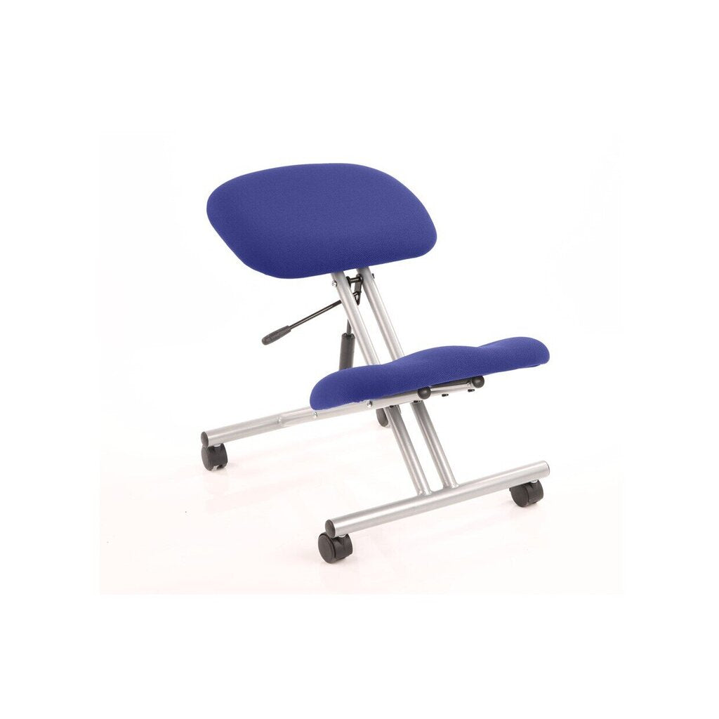 Kneeling stool - Silver frame/Blue fabric