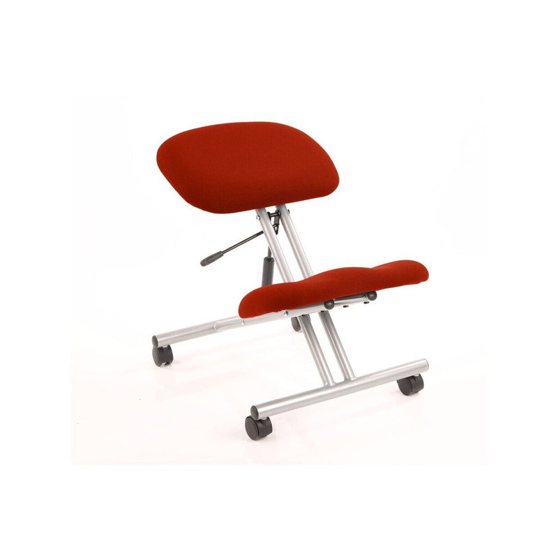 Kneeling stool - Silver frame/Orange fabric
