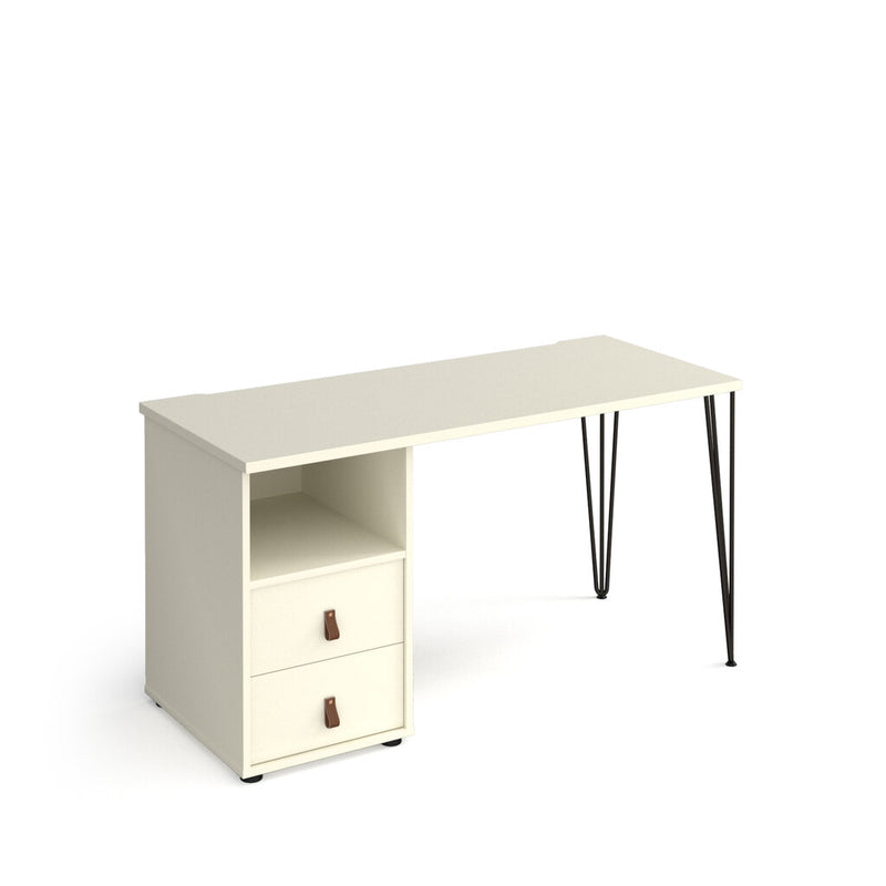 Tikal white desk with white drawer unit