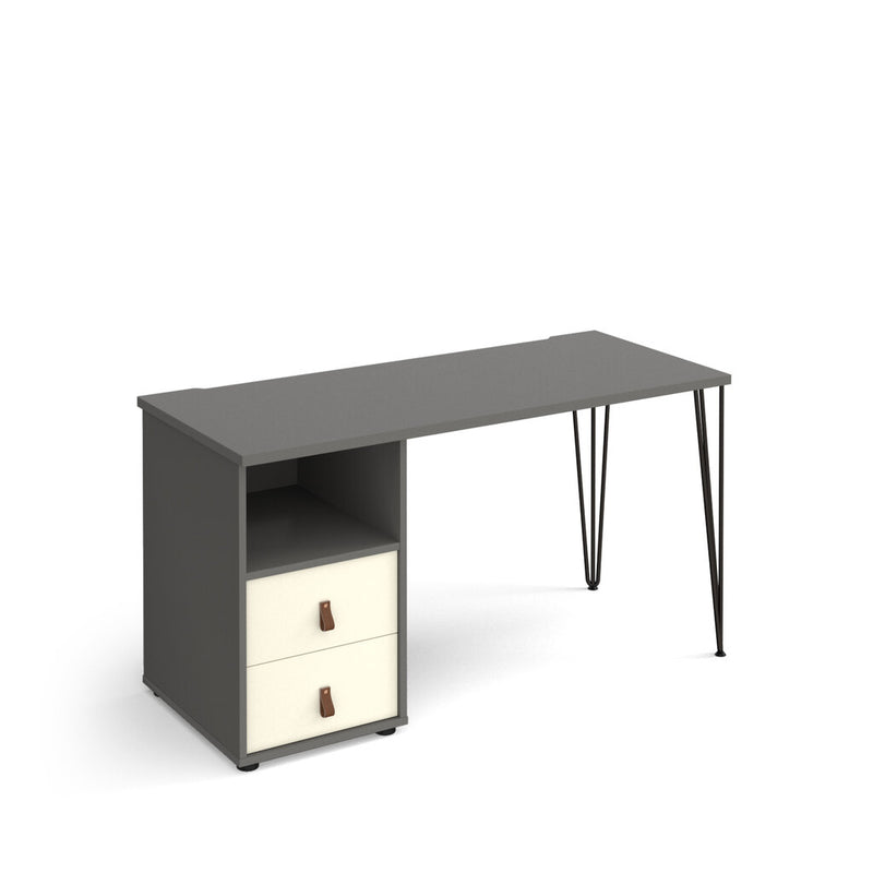 Tikal grey desk with white drawer unit