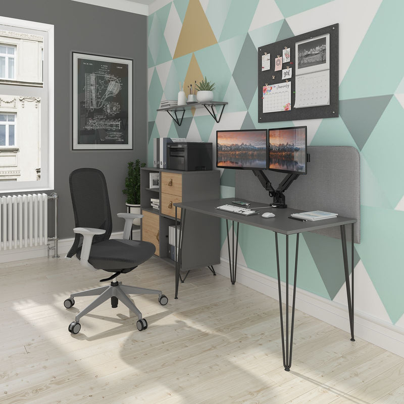 Tikal grey hairpin desk at home