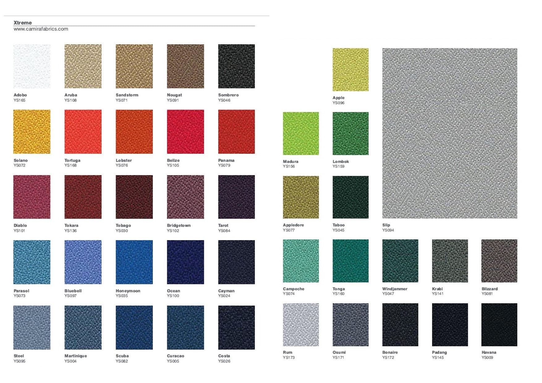 Camira Xtreme Swatch Card