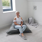 Girl on grey Oxford Beanbag MOSA