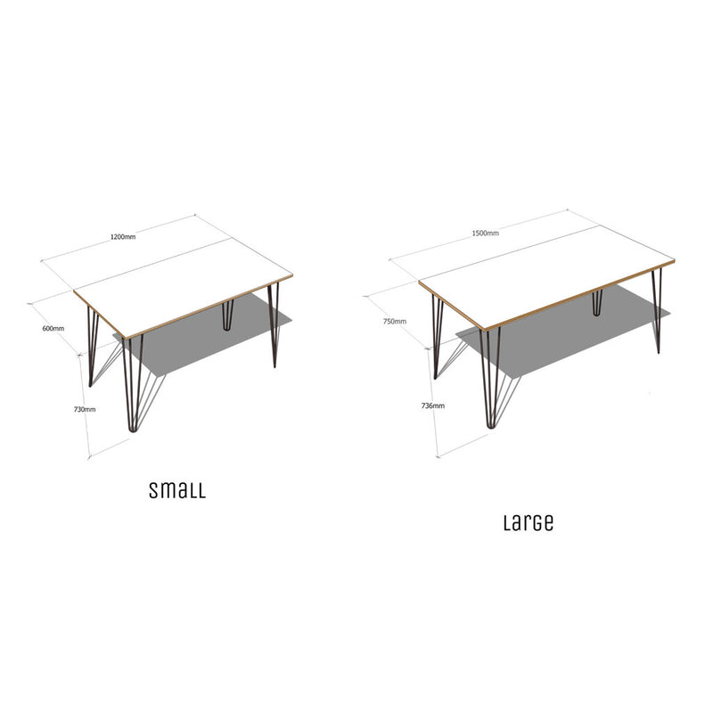 Hairpin desk dimensions