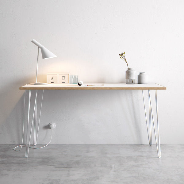 White hairpin desk